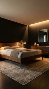 Warm black bedroom walls matte finish