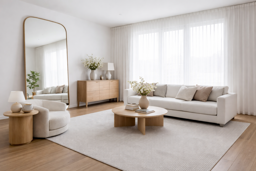 Modern-Living-Room-Design-for-Small-House-Mirrors