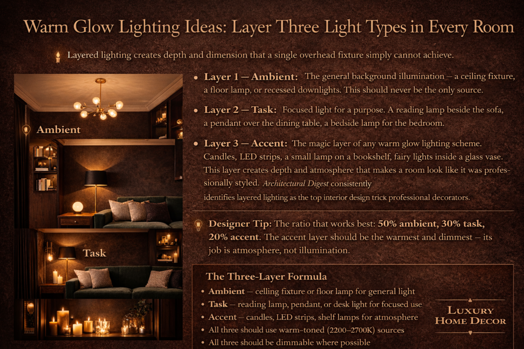 Warm Glow Lighting Ideas Layer Three Light Types in Every Room