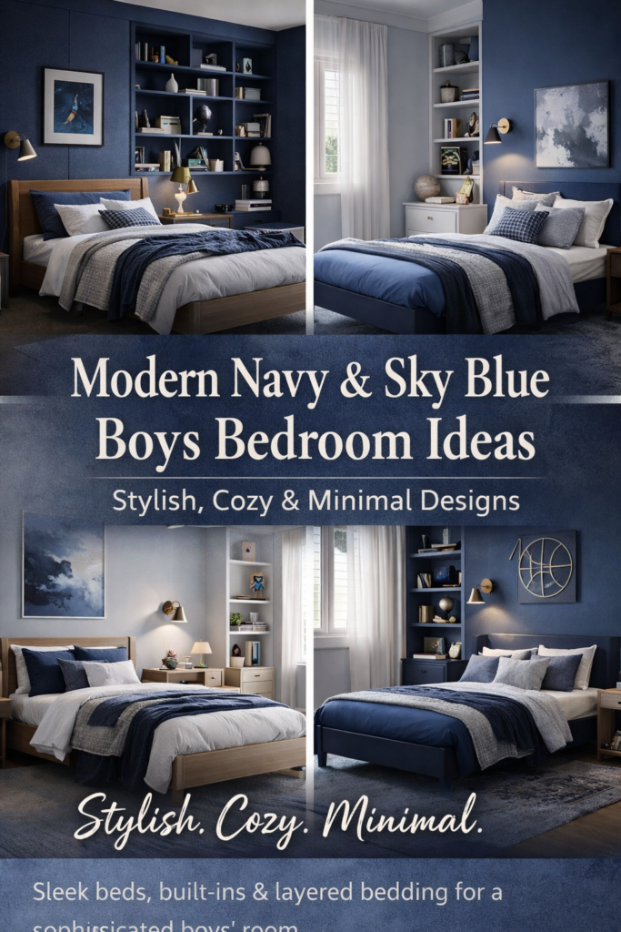Modern Navy & Sky Blue Boys Bedroom Ideas Stylish, Cozy & Minimal Designs