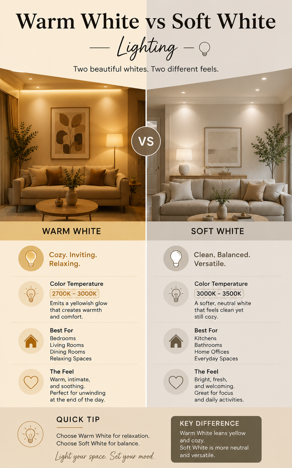 Warm White vs Soft White Lighting