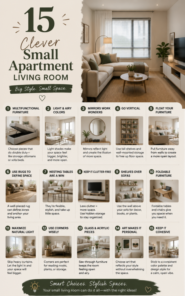 15 Clever Small Apartment Living Room