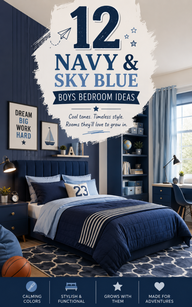 12 Navy & Sky Blue Boys Bedroom