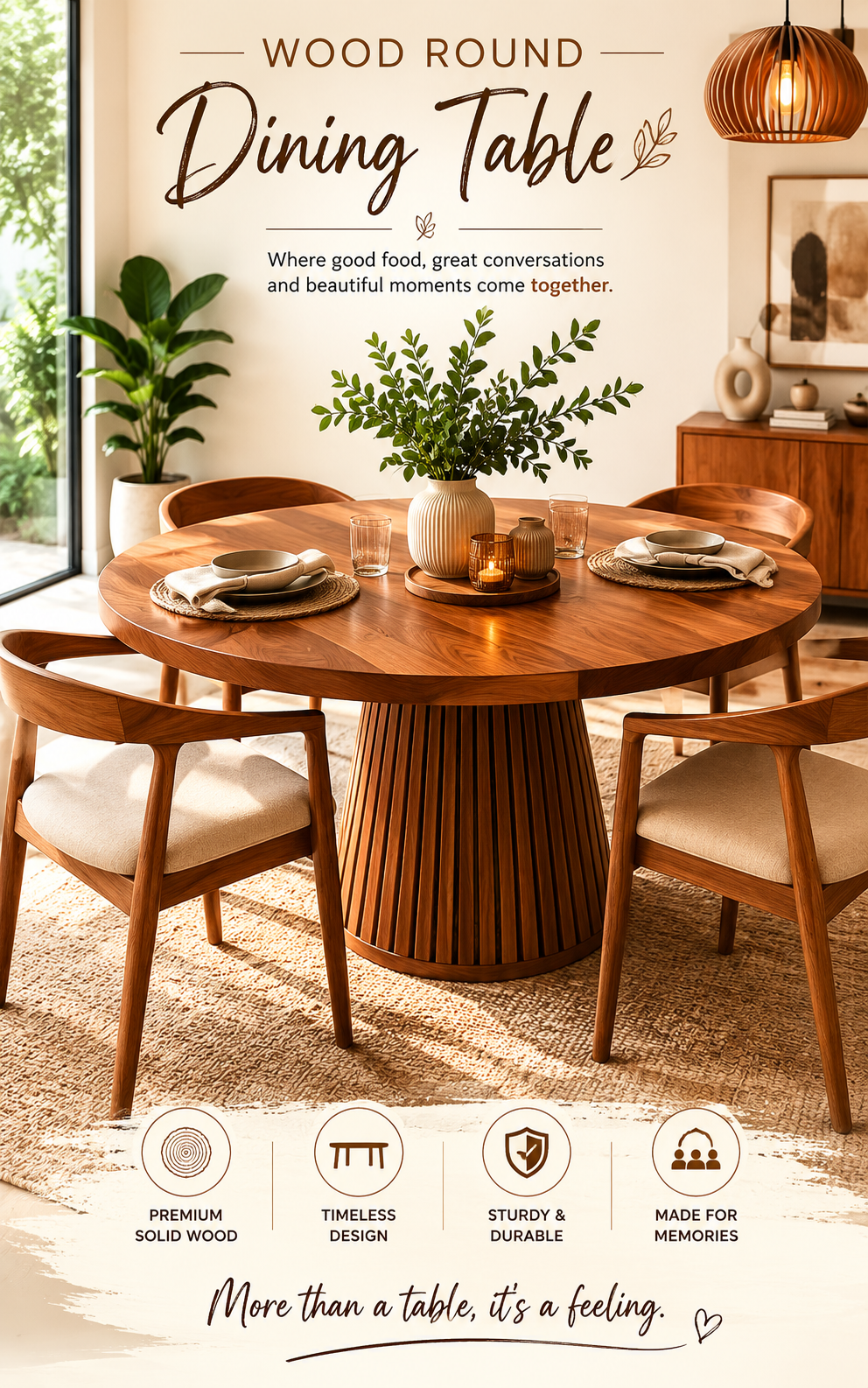 Wood Round Dining Table