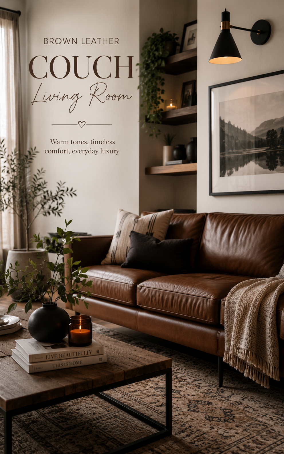 Brown Leather Couch Living Room