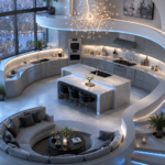Curved Kitchen and Living Room